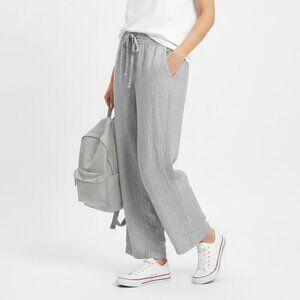 Allen Allen 100% Linen Black & White‎ Striped Casual Pants M